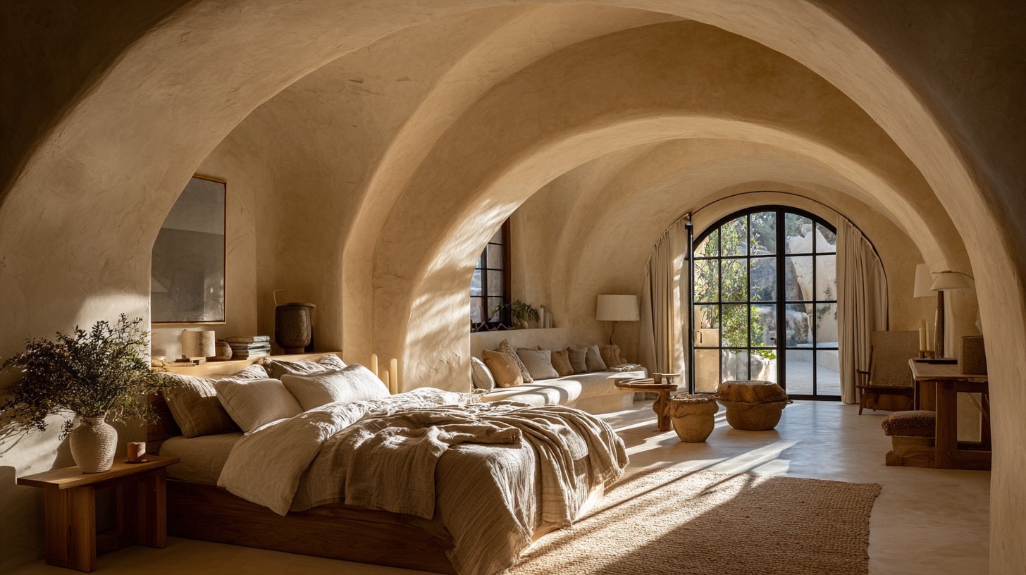 Vaulted arch guest room at Hōtuh